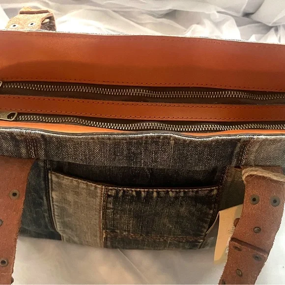 NWT Patricia Nash Denim Patchwork Tote Satchel - Picture 6 of 12